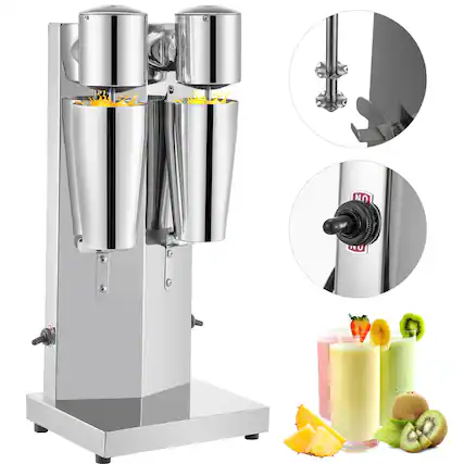Front. VEVOR - Milkshake Maker Kit, Stainless Steel Electric Milkshake Maker,180W Milkshake Machine,Double Head Classic Milkshake Maker - Silver.