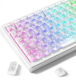 Womier - Crystal Jelly keycaps ,Transparent Style Cute keycap for All US layout Mx Cherry Mechanical Keyboard - Clear White