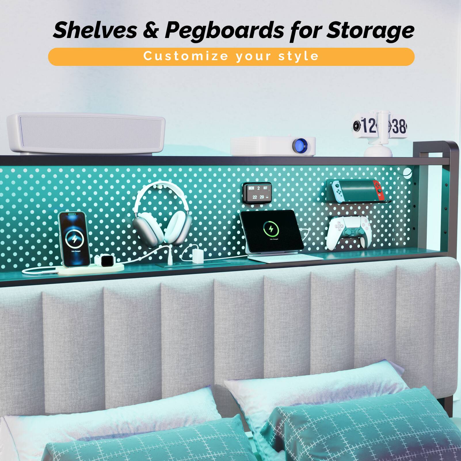 Shelves & Pegboards for Storage  
Customize your style