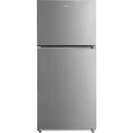 Front. Midea - Midea MRT18D3BST 18 Cu. Ft. Stainless Garage Ready Top Freezer Refrigerator - Stainless.