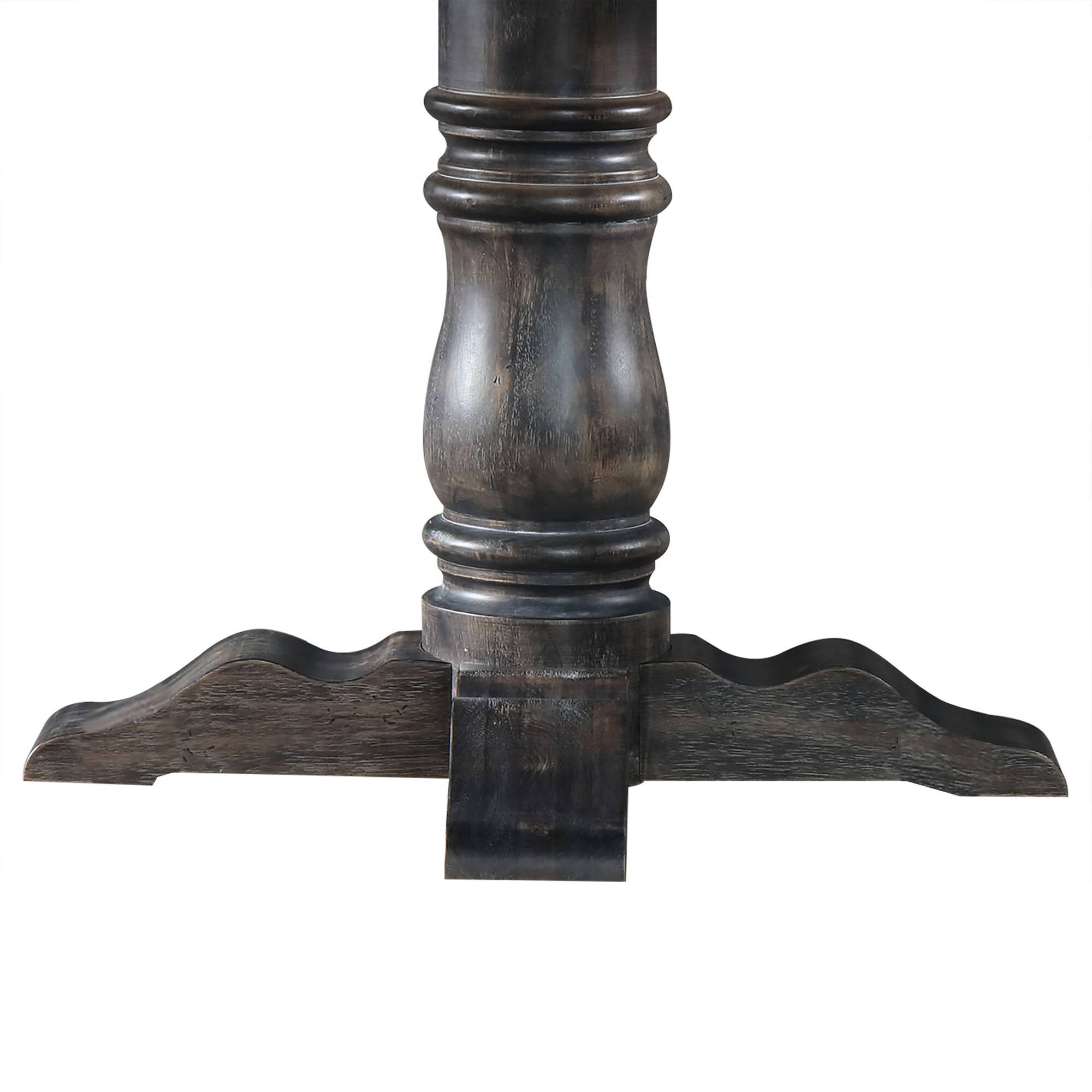 Alt View 3. Manhattan Lane - Wooden Round Dining Table With Heavy Pedestal Feet, Weathered Gray - Gray.