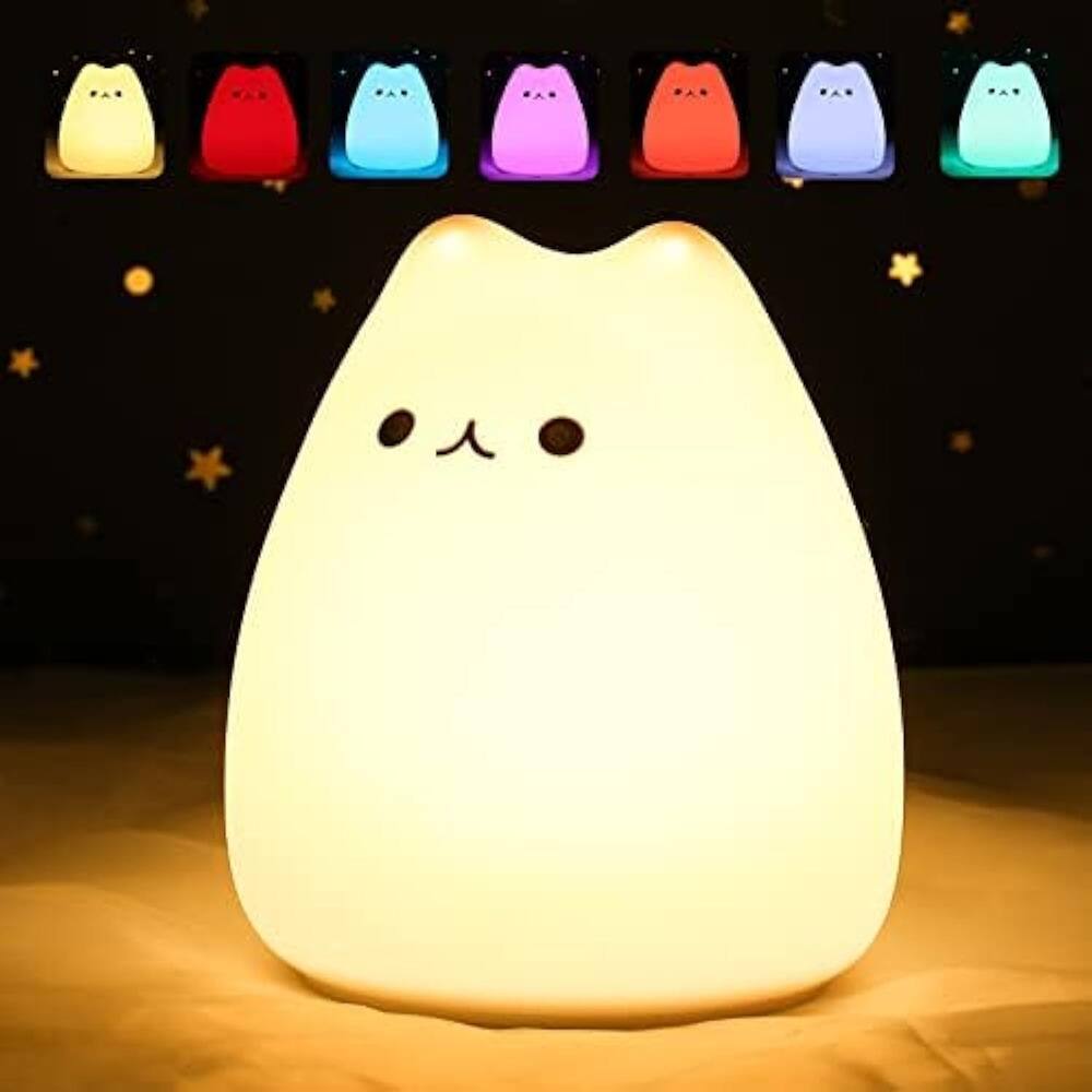 Front. Schertz - Cute Cat Night Light – Portable Silicone Lamp for Kids, Girls, Nursery.