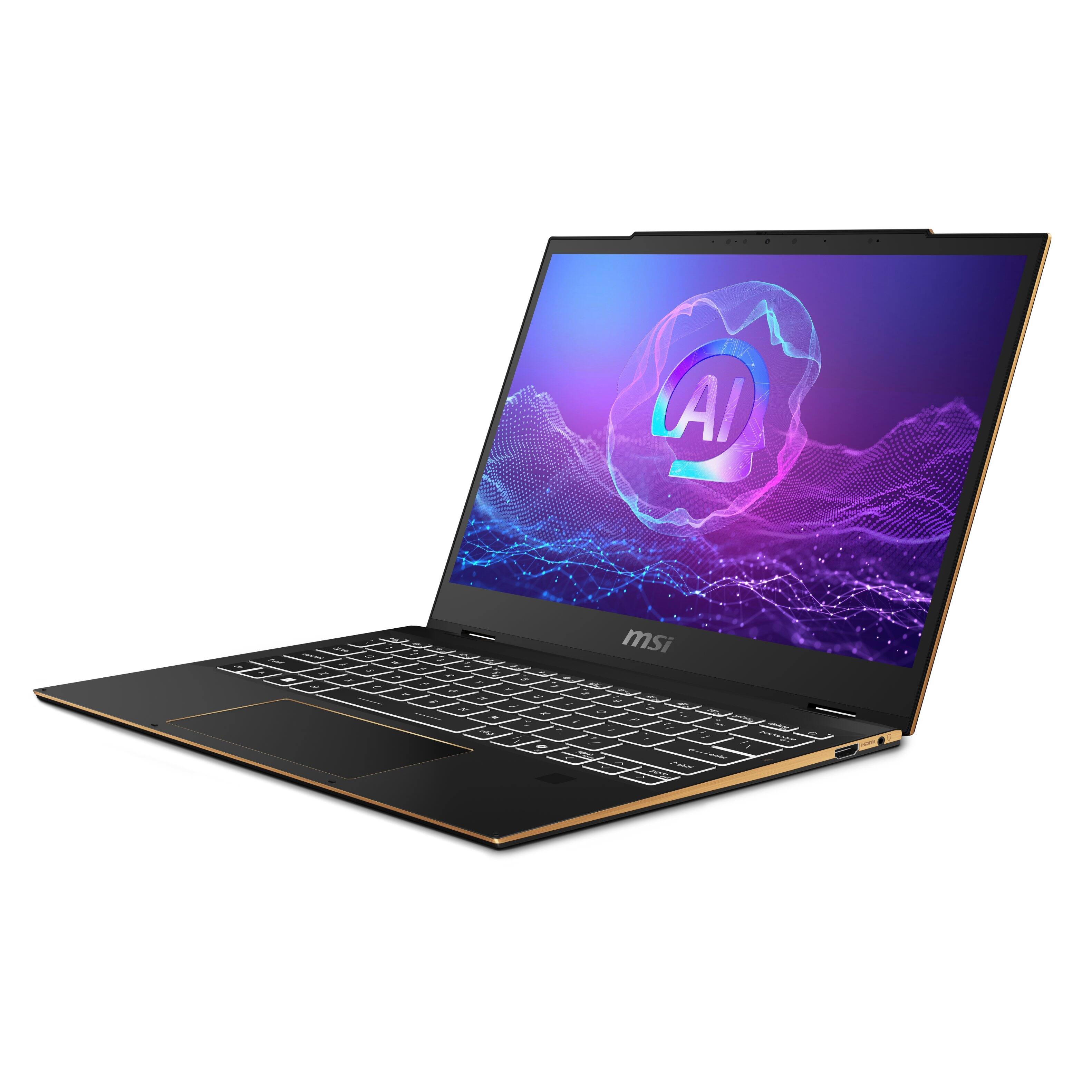 Angle. MSI - MSI Summit 13 AI+ Evo 13.3” FHD+ Touch Laptop - Intel Ultra 7 256V 2024 - Intel Arc Graphics - 16GB RAM - 1TB Storage - Ink Black.