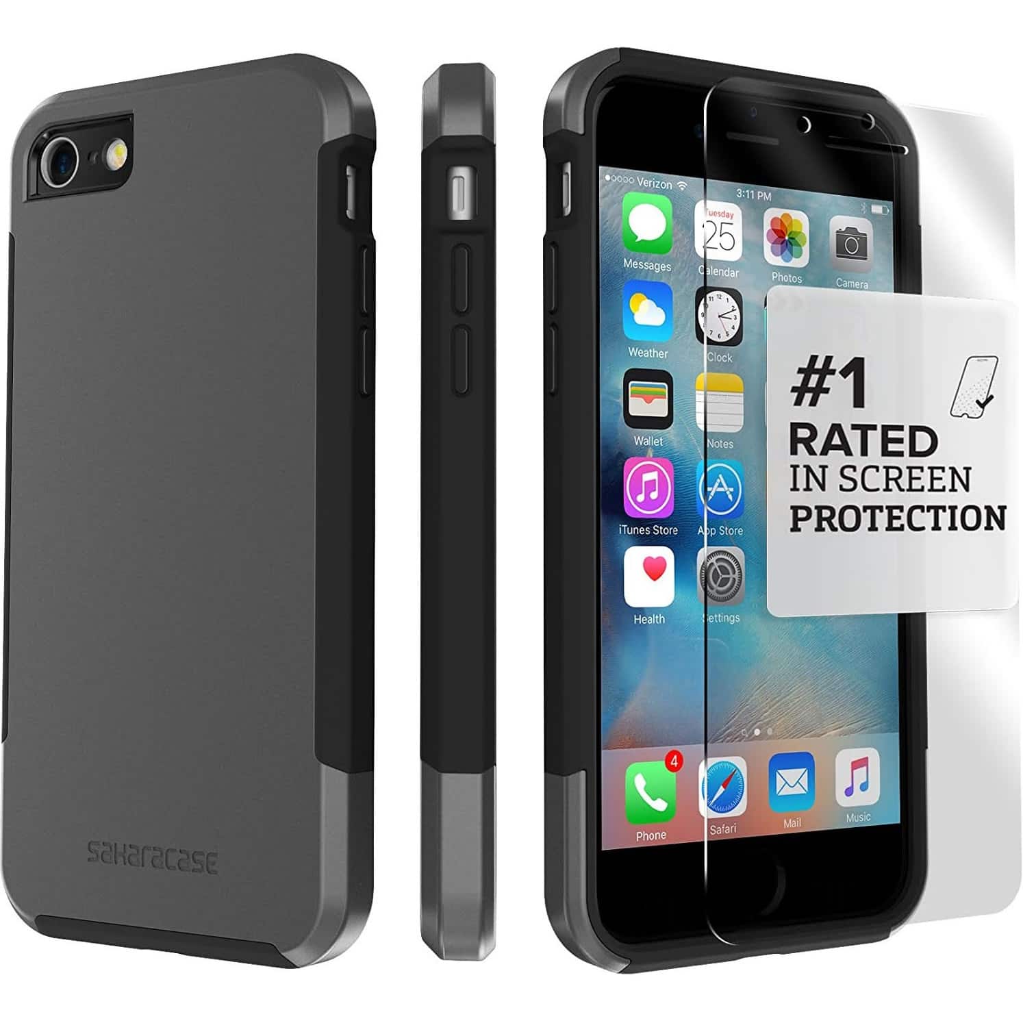 Alt View 12. SaharaCase - Inspire Series Case for Apple iPhone 7, 8, SE (3rd Generation 2022) - Black/Gray.