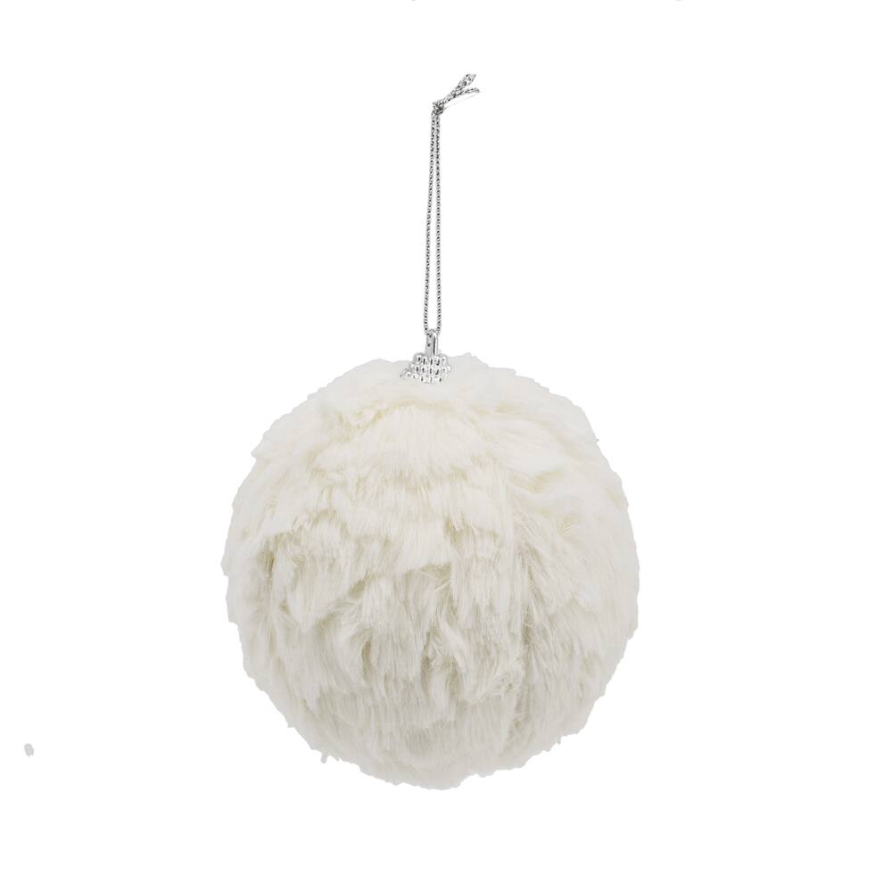 Alt View 5. Dexmalle - Dexmalle-Christmas Tree Decorative Hanging Cream Ruffle Ball Ornament-Set of 6,White - White.