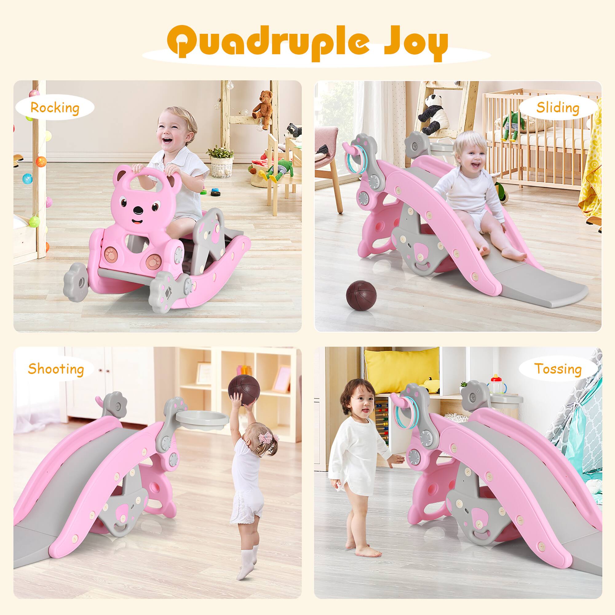 Quadruple Joy

Rocking  
Sliding  
Shooting  
Tossing