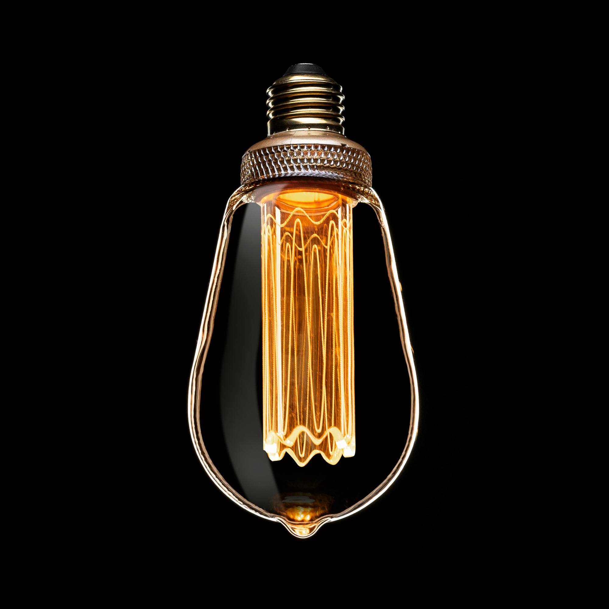 Alt View 1. Next Glow - ST64 Vintage LED Edison Bulbs 3.5W (20W Eq), E26 Base, Dimmable Warm Amber Light for Home, Kitchen, Décor - Grey.