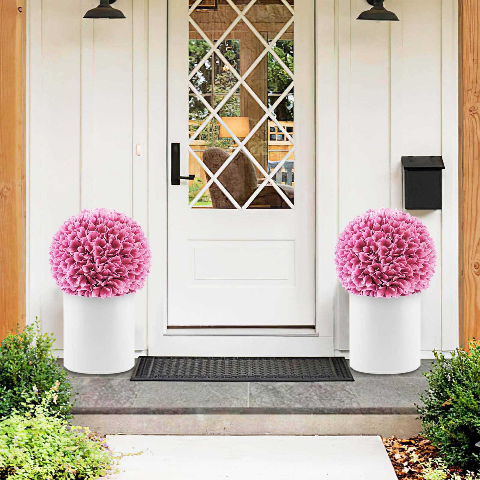 Alt View 1. Costway - Costway 11" Faux Boxwood Balls with Reliable Sun-Protective PE Material Mimic Leaves - Pink.