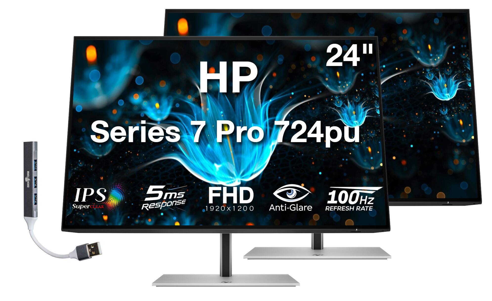 "HP - Series 7 Pro 724pu 24"" WUXGA IPS Monitor, Anti-Glare, Flicker Free, Displayport, HDMI & DKZ Hub (8Y2F7AA#ABA) 2 Pack - Black/Silver" price history on PriceWatchPro