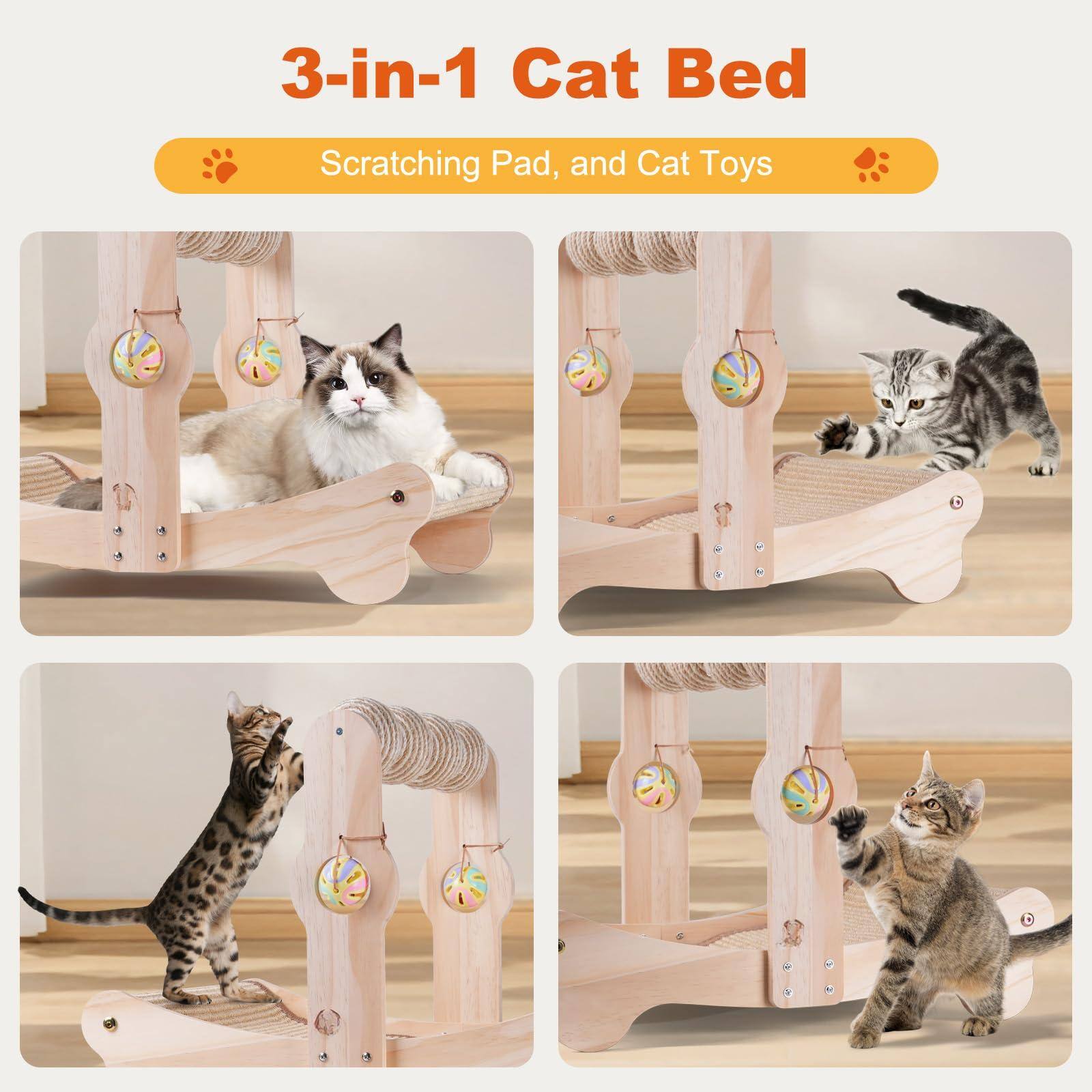 3-in-1 Cat Bed  
Scratching Pad, and Cat Toys