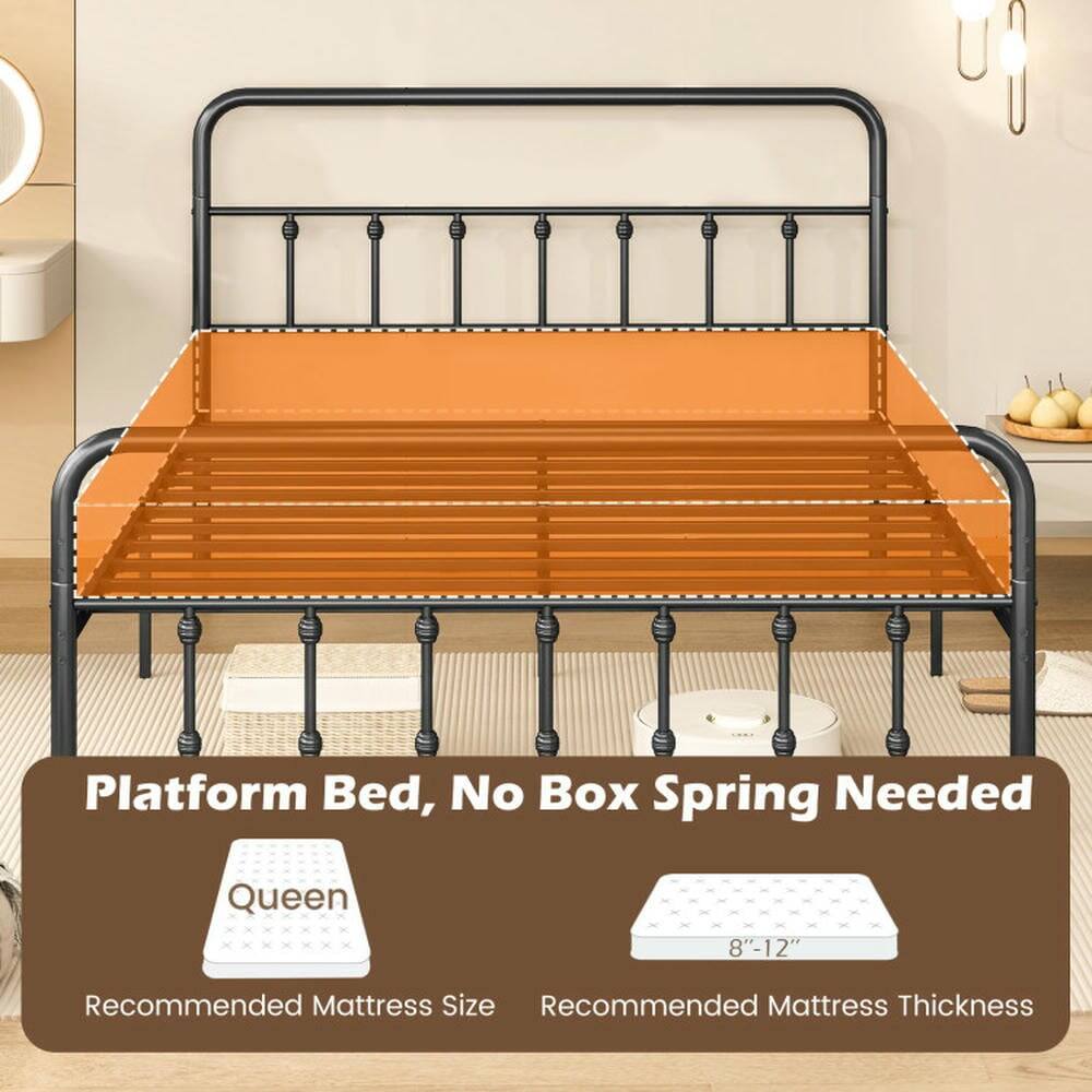 Platform Bed, No Box Spring Needed  
Queen  
Recommended Mattress Size  
8"-12"  
Recommended Mattress Thickness