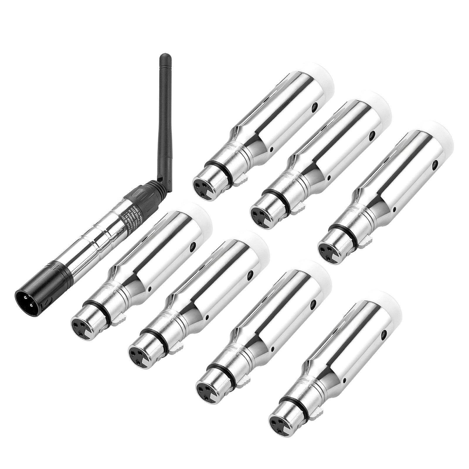 Alt View 8. Glintex - DMX Wireless Receiver 7 Receivers 1 Transmitter 2.4G ISM Band 656ft Range Rechargeable Wireless Lighting for Stage Party.