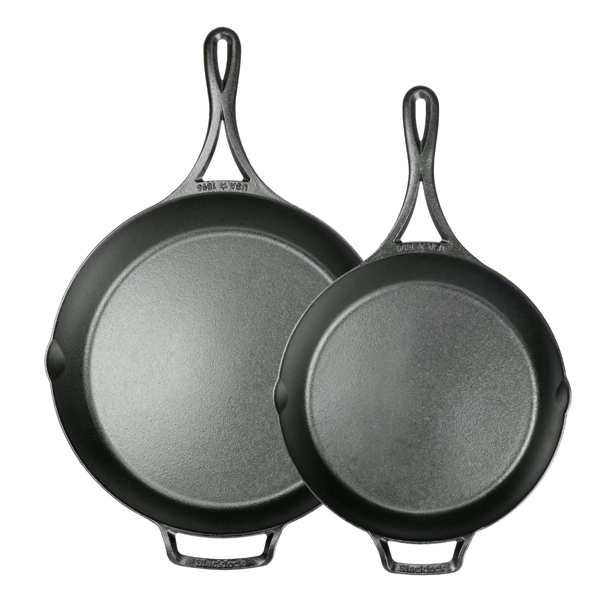 Lodge - Blacklock Cast Iron Skillet Set, 10.25" & 12" - Triple Seasoned - Lightweight - Easy Cleanup - Premium Cookware - Black