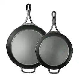 Lodge - Blacklock Cast Iron Skillet Set, 10.25" & 12" - Triple Seasoned - Lightweight - Easy Cleanup - Premium Cookware - Black