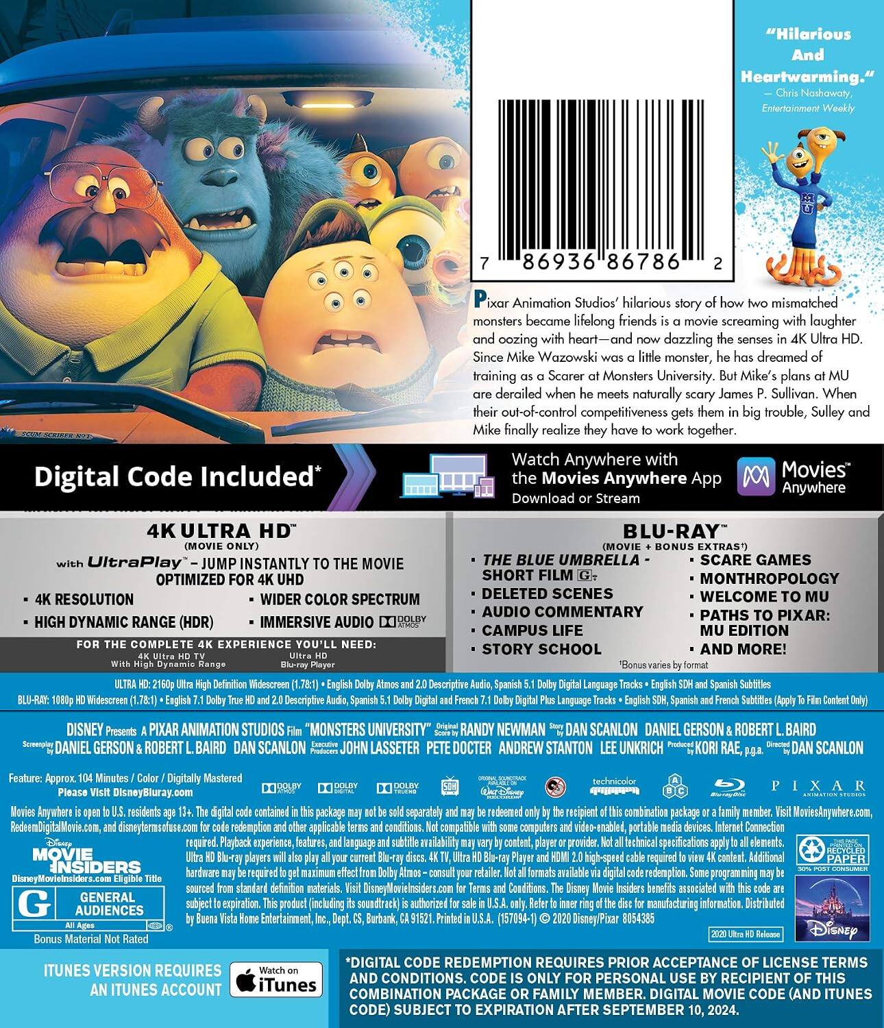 Alt View 1. Monsters University   - 4K Blu-Ray.