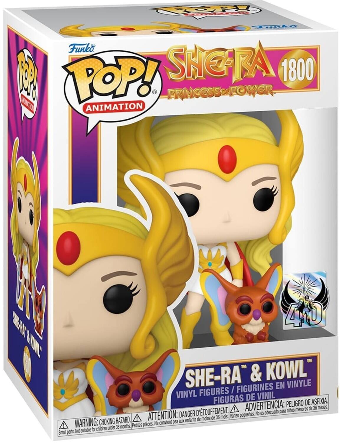 Funko Pop! SHE-RA 1800 R PRINCESS-POWER DT AD
& TONL SHE-RA & KOWL FIGURINES EN VINYLE FIGURES / VINYL FIGURAS DE VINIL PELIGRO DE ASFIXIA. D'TOUFFEMENT. ADVERTENCIA: para niños menores de 36 meses. DANGER pequeas. No es adecuado HAZARD. ATTENTION: enfants de moins de 36 mois. Partes WARNING: CHOKING convient pas aux Petites pieces e for children under 36 months Smal parts. Not suitable
