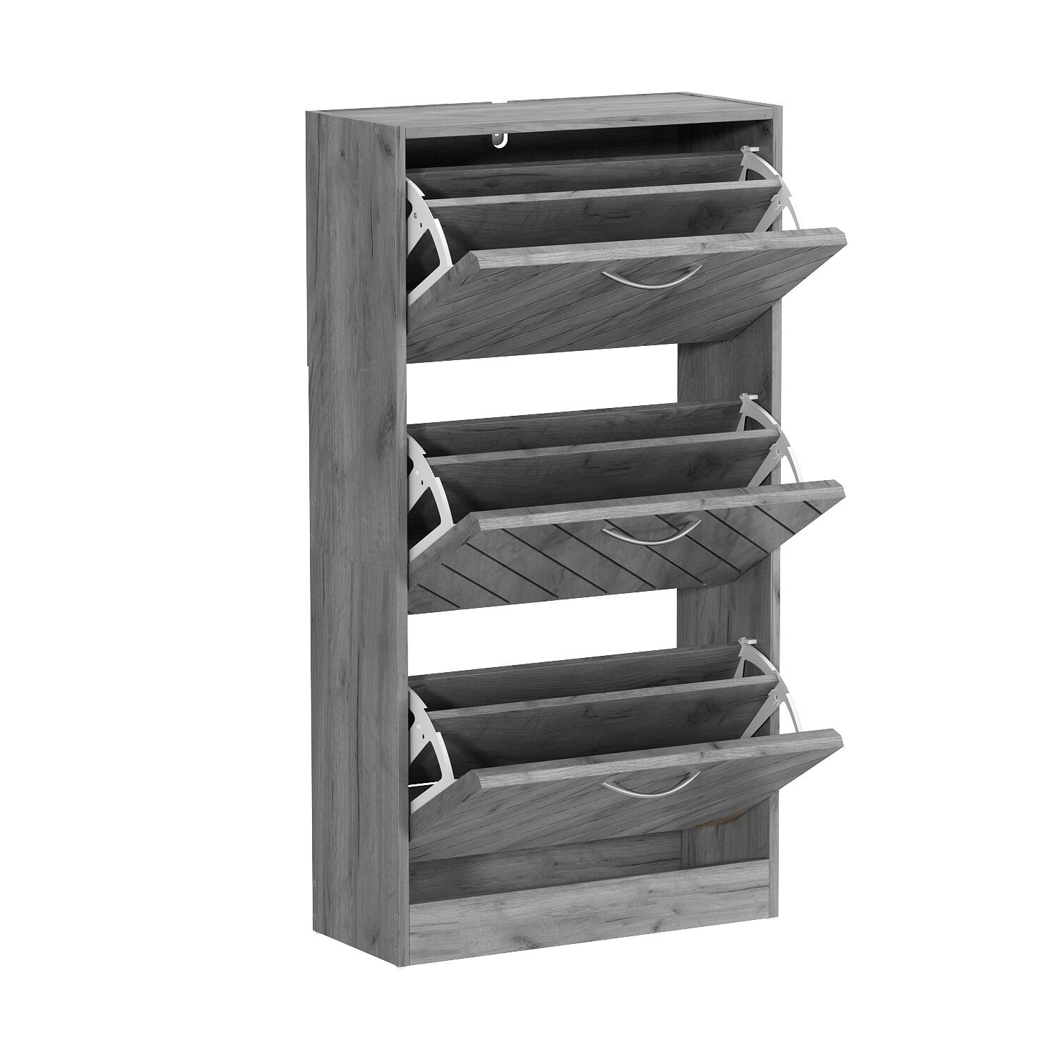Left. Famapy - Famapy Flip - Down Shoe Cabinet Rustic Style Shoe Rack Multi - Tiered Storage - Gray.