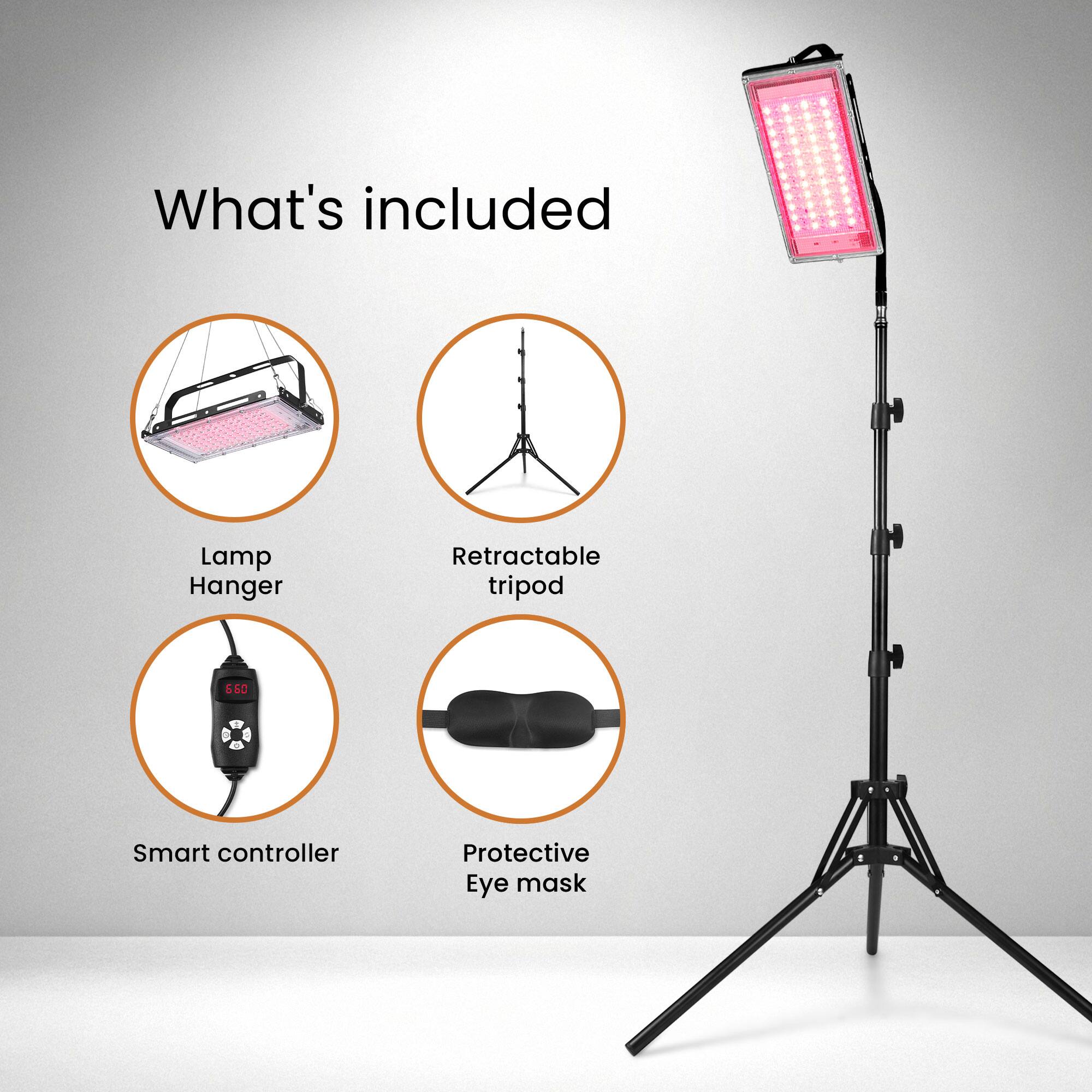 What's included

- Lamp Hanger
- Retractable tripod
- Smart controller
- Protective Eye mask