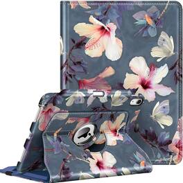 Kitcheniva - Rotating Protective Case For iPad Air 11 Inch M3 2025 2024 And iPad Air 5th 4th - Blooming Hibiscus