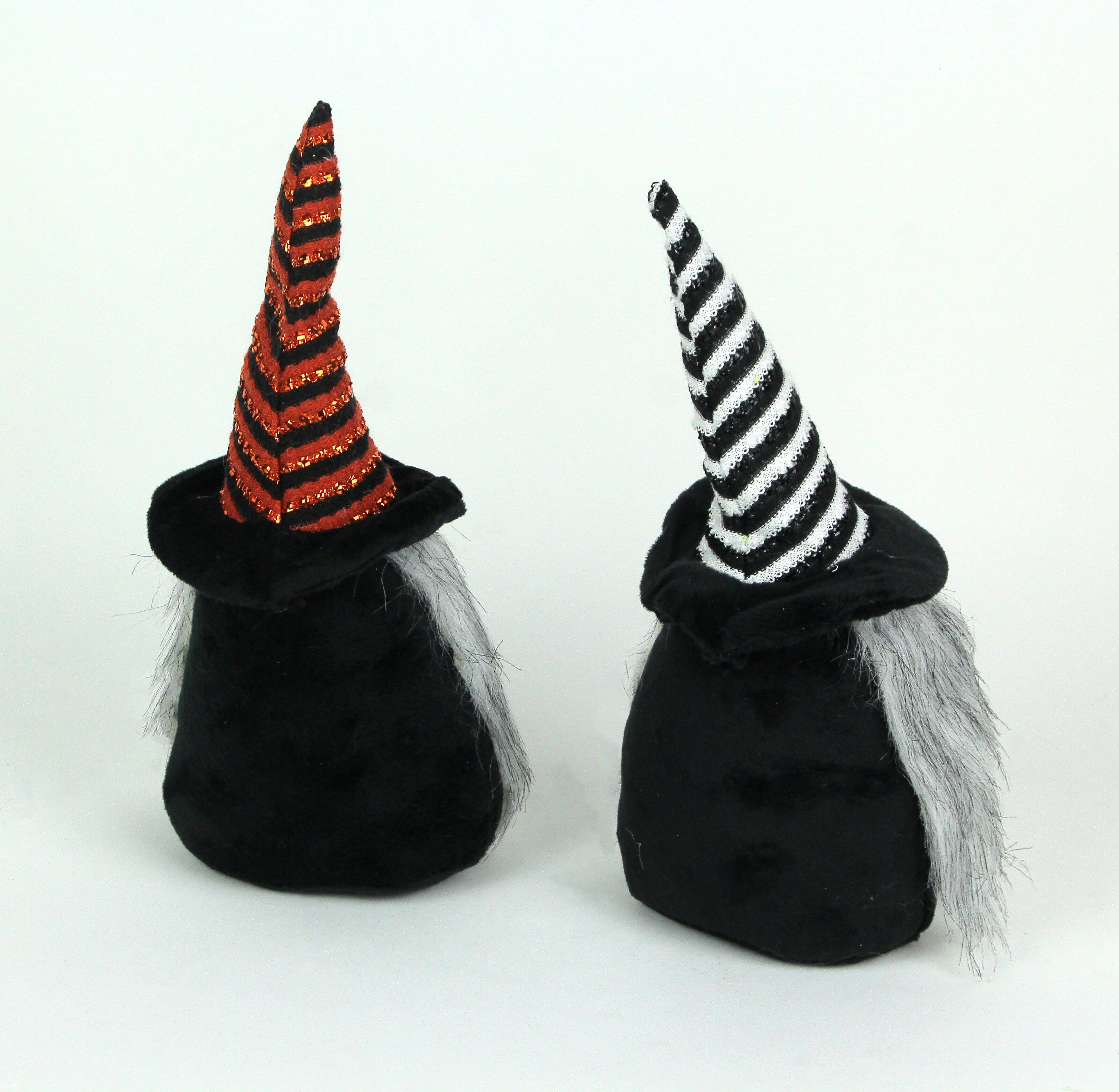 Alt View 2. Transpac - Pair of Whimsical Plush Halloween Witch Nisse Gnome Figures - Multicolored.