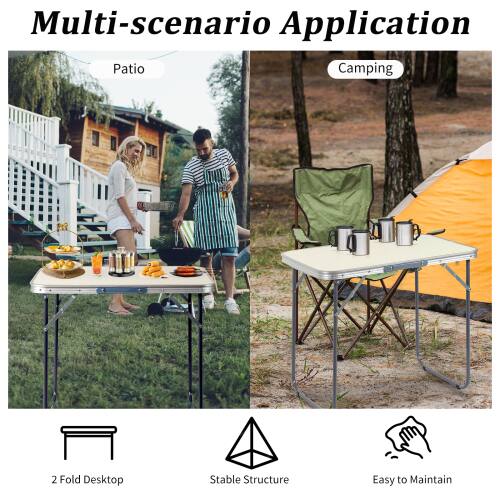 Multi-scenario Application

Patio Camping

2 Fold Desktop

Stable Structure

Easy to Maintain