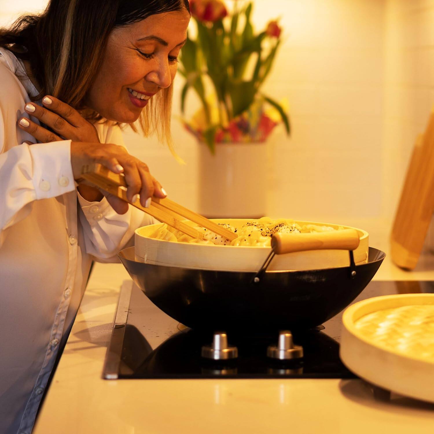 Alt View 4. Escali - Joyce Chen Burnished Bamboo Tongs with Serrated Teeth, 11-Inch - Natural.