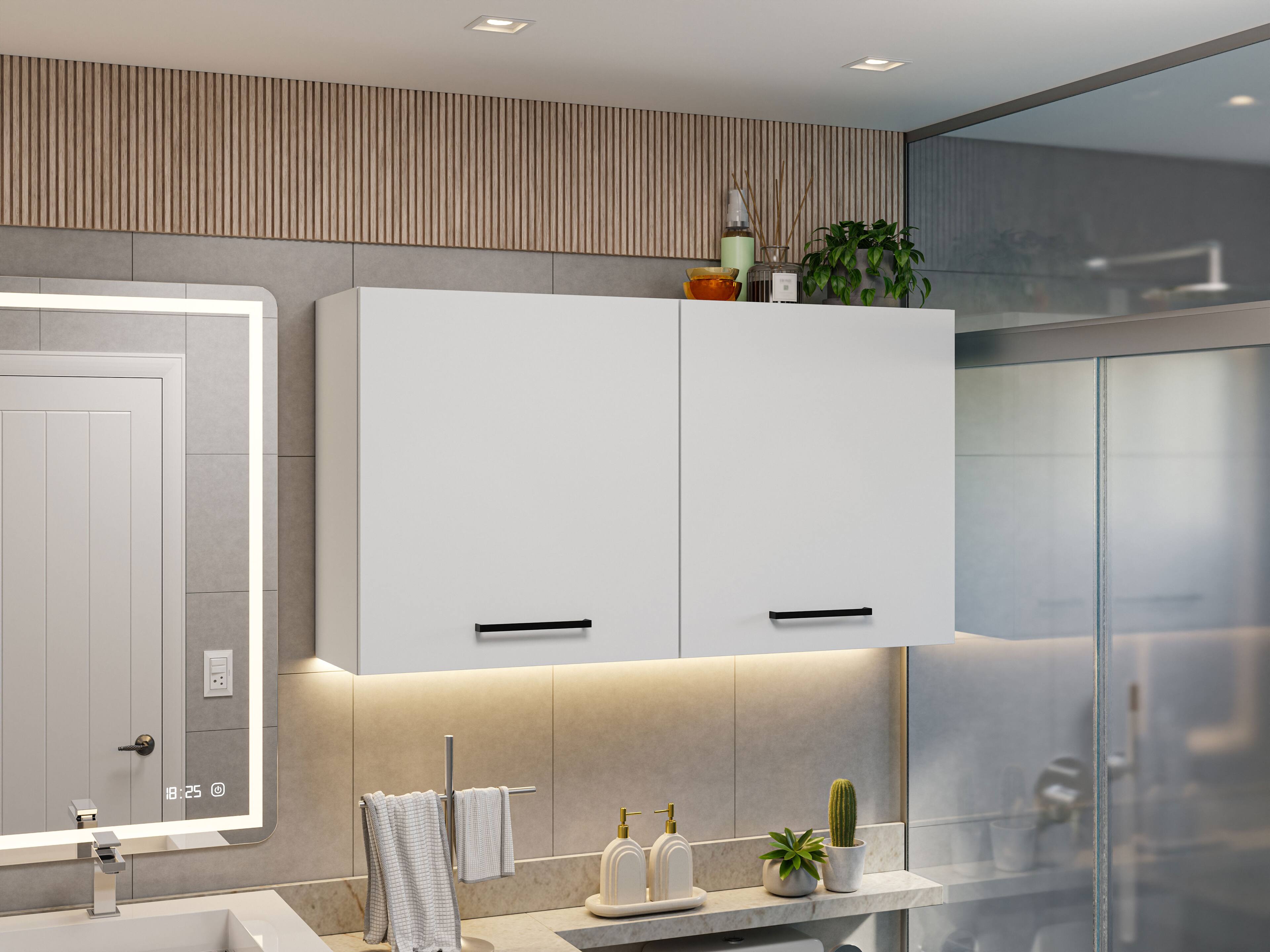 Alt View 5. Madesa - Madesa Bathroom Wall Cabinet with 2 Doors and Shelves Unit for Bathroom Organization and Decluttering – White - White.