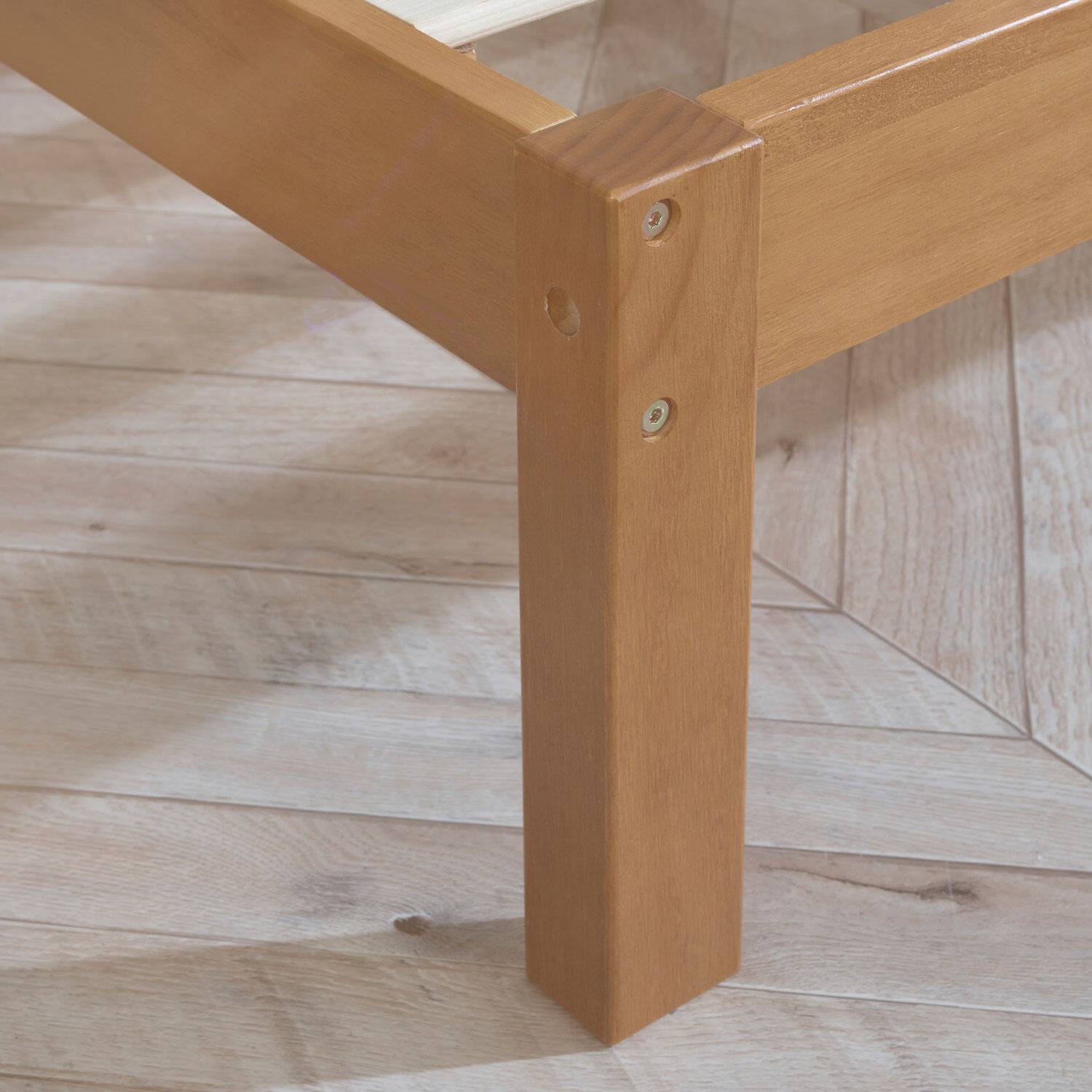 Alt View 8. MUSEHOMEINC - MUSEHOMEINC 12 Inch Solid Wood Platform Bed Frame with Wooden Slats, Queen - Teak.