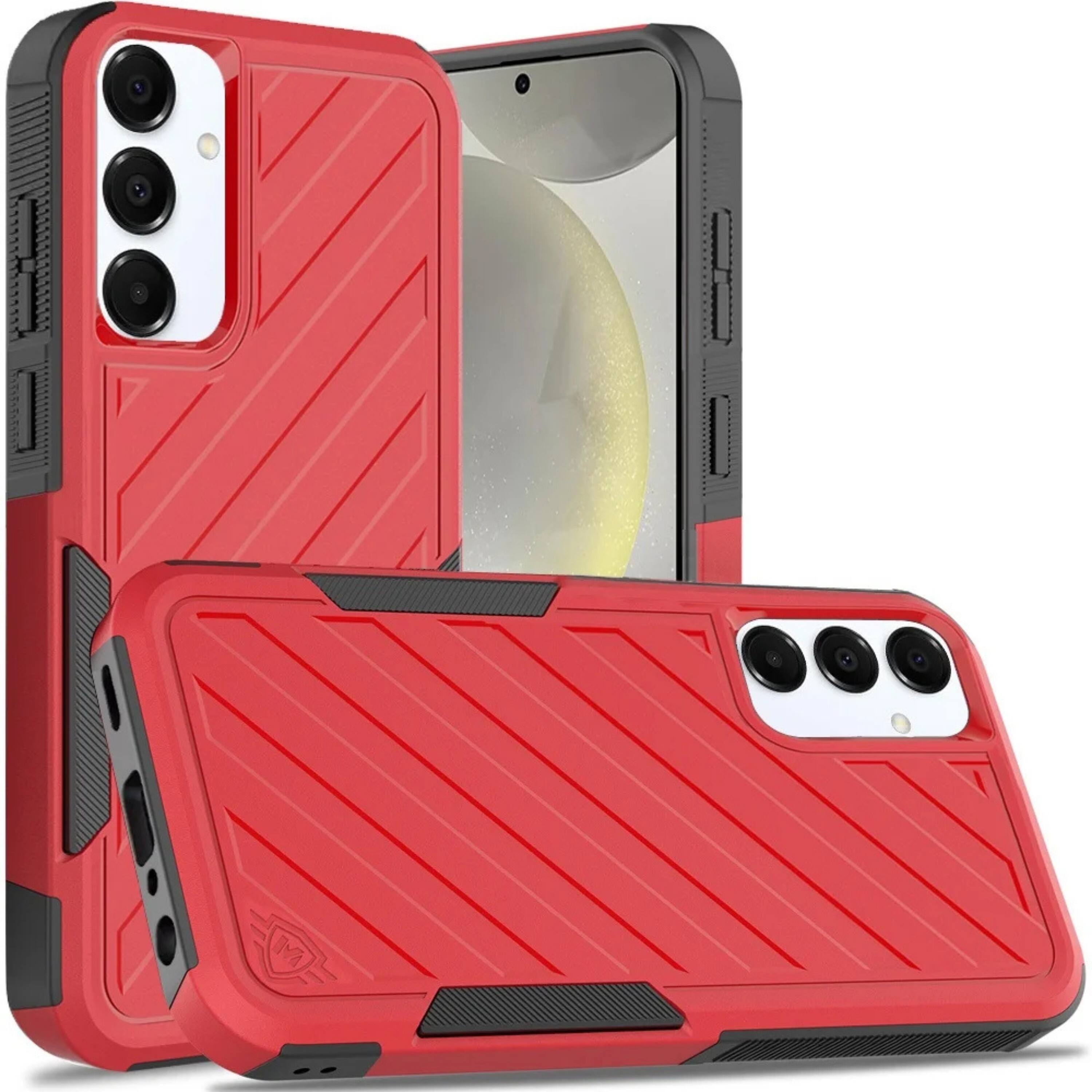 Front. Kitcheniva - Heavy Duty Dual Layer Rugged Phone Cover With Tempered Glass For Samsung S25 Plus S24 Plus Red - Red.