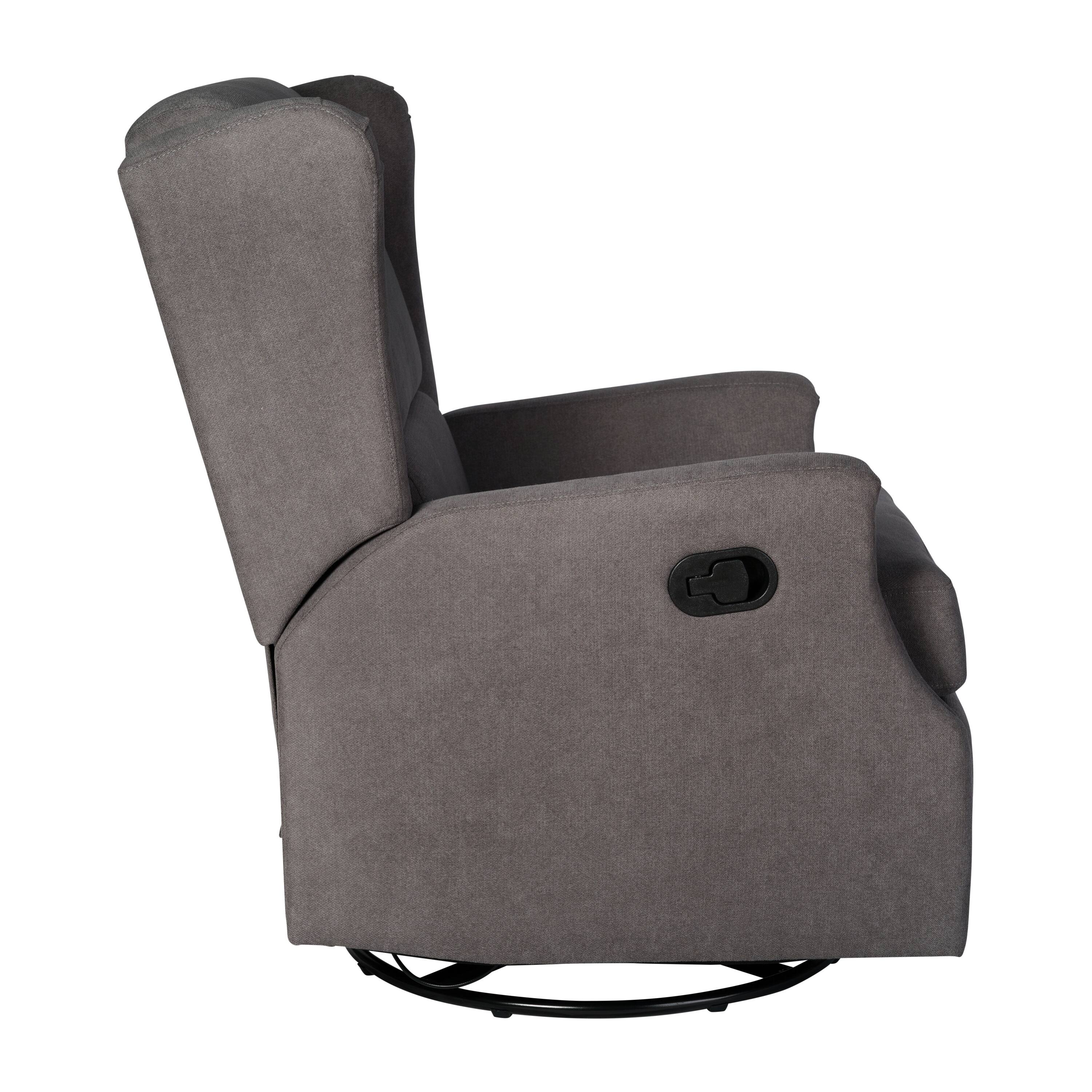 Alt View 8. Emma + Oliver - Wingback Manual Rocking Glider Recliner Chair with 360° Swivel - Dark Gray.