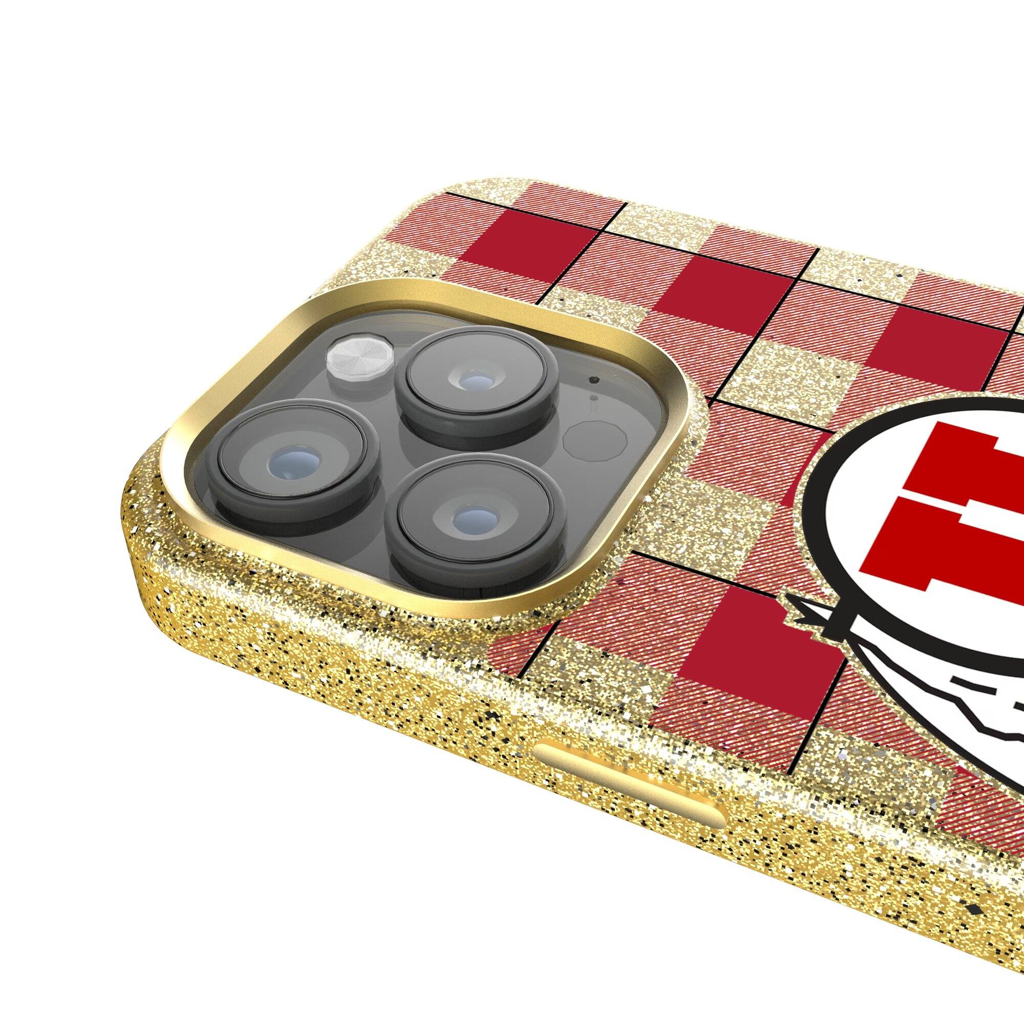 Alt View 3. Keyscaper - Utah Utes Plaid Bling iPhone Case - 14 - Gold.