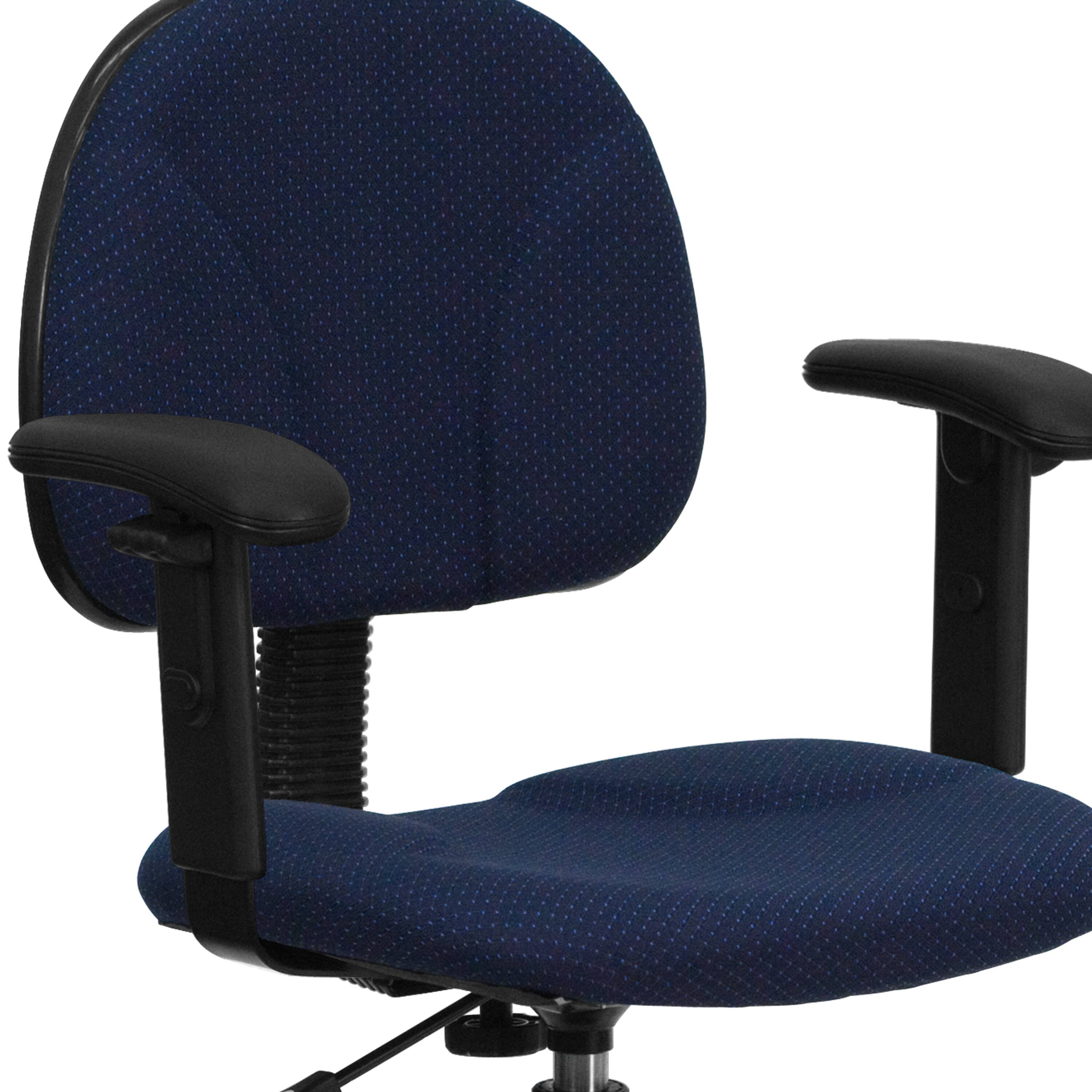Alt View 9. Emma + Oliver - Two Cylinder Drafting Chair with Adjustable Arms - Navy Blue Patterned.