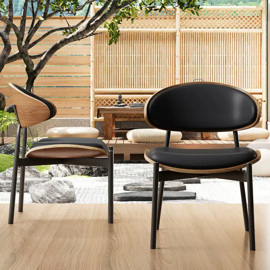 luck idea Dining Chairs Set of 2 Wood Grain Accent Arched Backrest ...