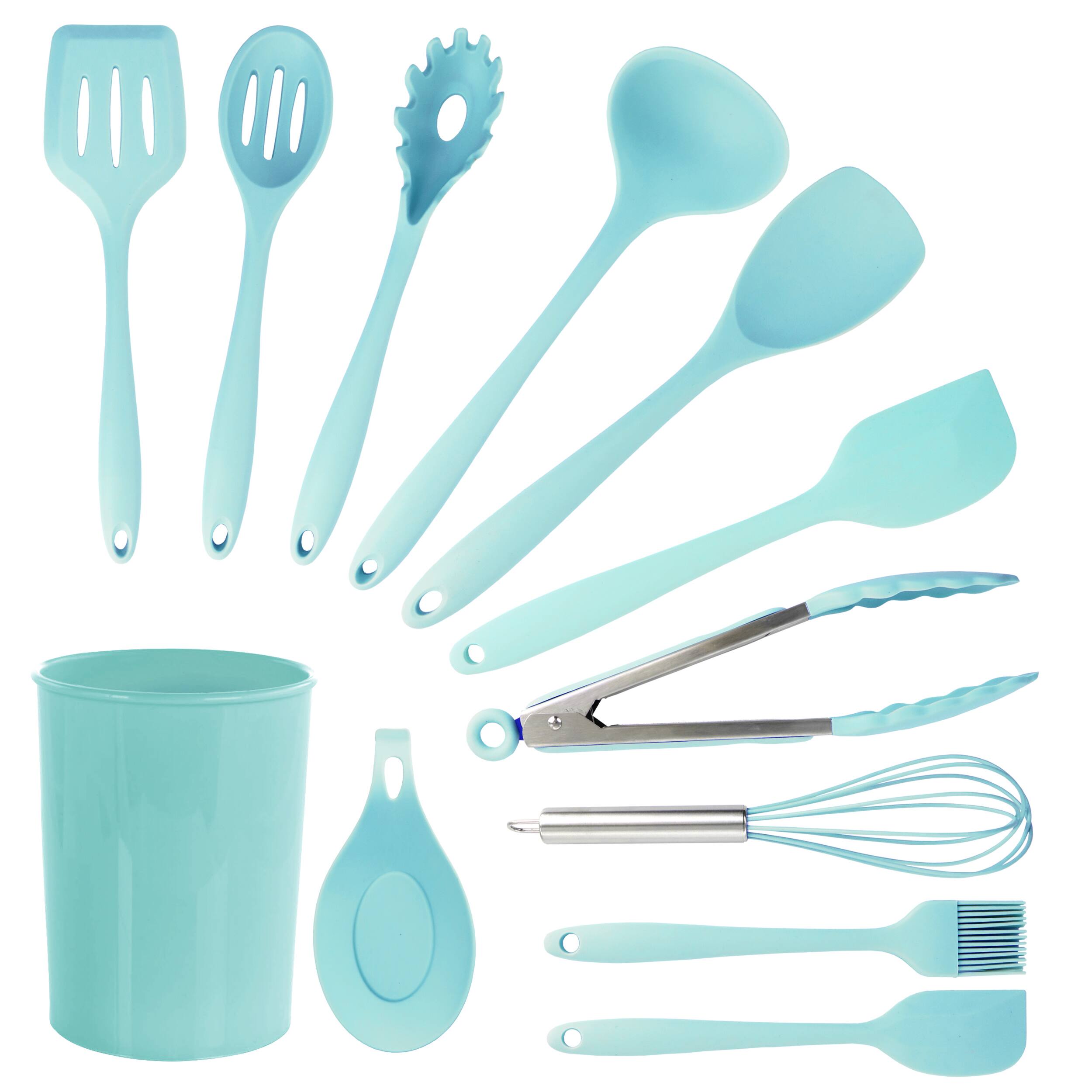 MegaChef - Silicone Cooking Utensils, Set of 12 - Light Teal