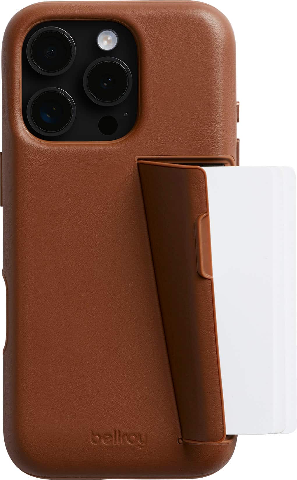 Front Zoom. Bellroy - iPhone 16 Pro 3-card Leather Case - Sienna.