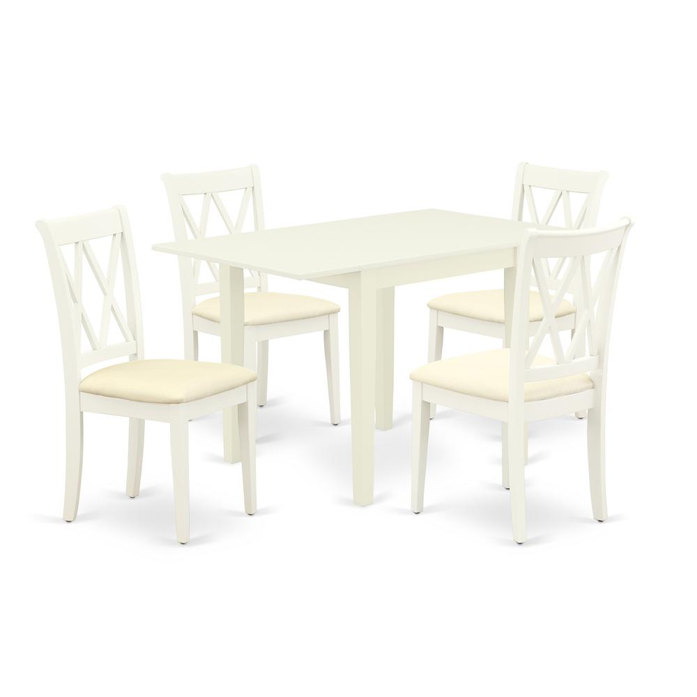 Left. East West Furniture - Dining Room Set Linen White - Brown.
