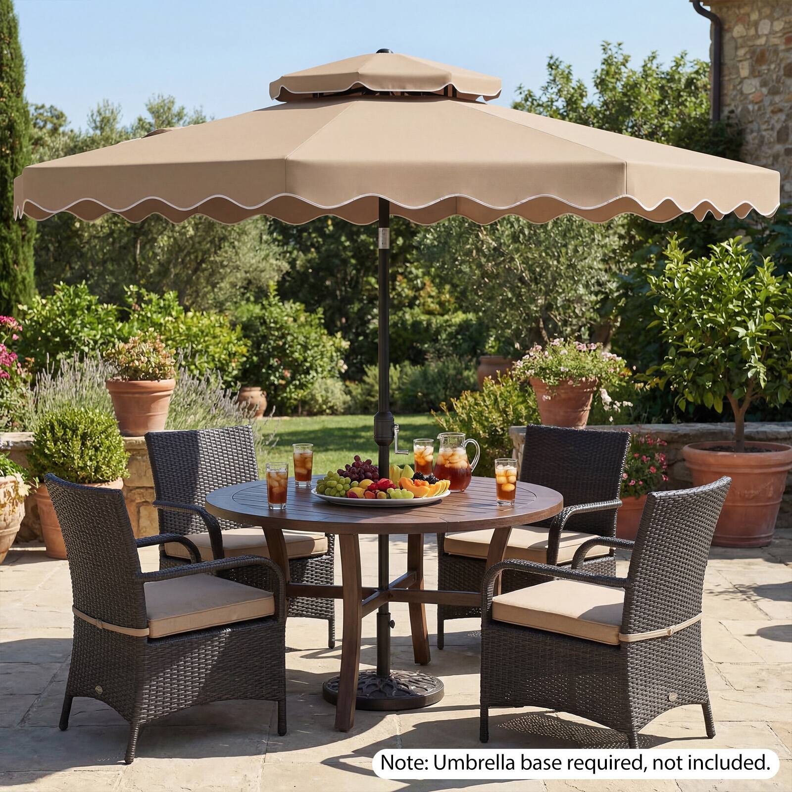 Note: Umbrella base required, not included.