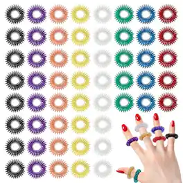DORLUKFU - 100 PCS Acupressure Rings Spiky Sensory Fidgets Rings, Finger Massage Ring for Stress Relief Toys Acupuncture Ring Set