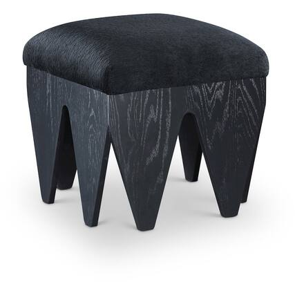 Front. Meridian Furniture - Altair Black Velour Fur Fabric Bench - Black.