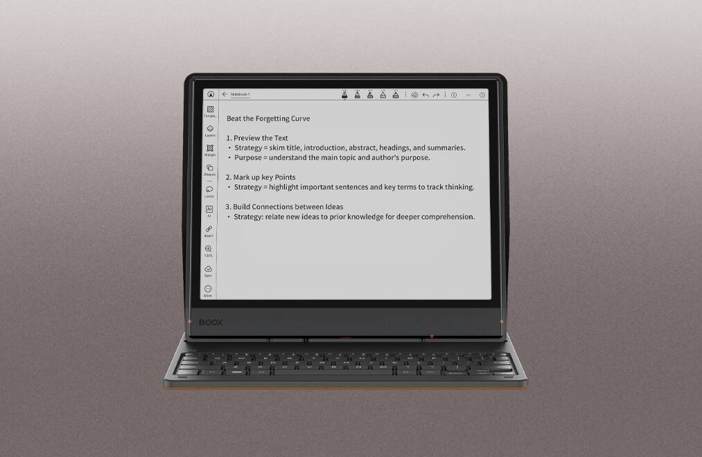 Nabcak1 > Terpo Beat the Forgetting Curve Laven Narge

1. Preview the Text
   - Strategy = skim title, introduction, abstract, headings, and summaries.
   - Purpose = understand the main topic and author's purpose.

2. Mark up key Points
   - Strategy = highlight important sentences and key terms to track thinking.

3. Build Connections between Ideas
   - Strategy: relate new ideas to prior knowledge for deeper comprehension.