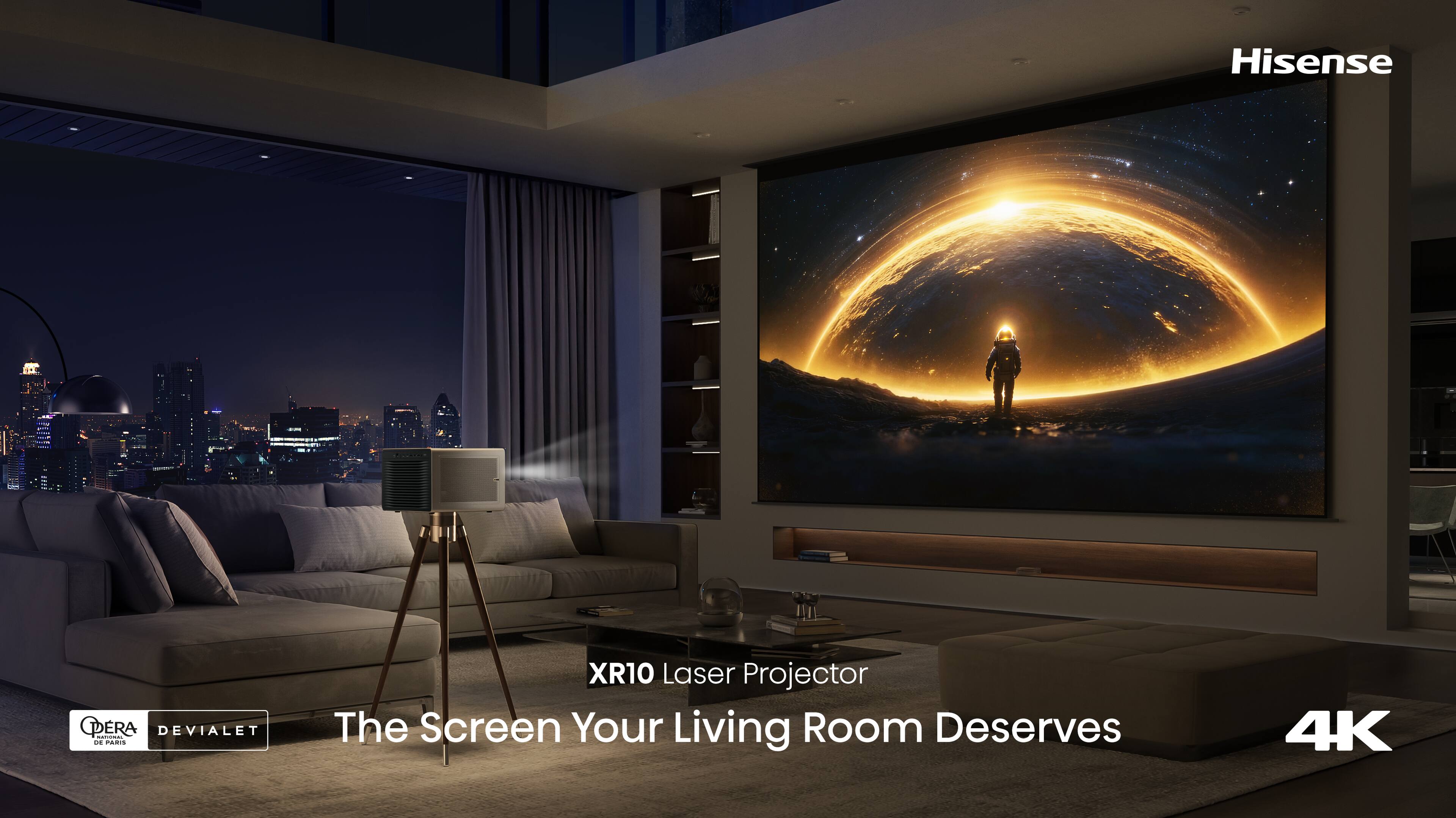 Hisense CERA - DEVIALET DE A.I.D XR10 Laser Projector: The Screen Your Living Room Deserves 4K