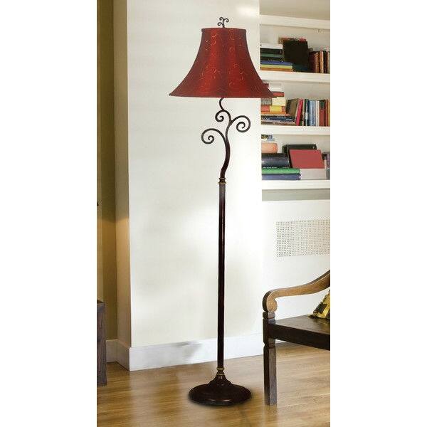 Left. Hivvago - Contemporary 61-inch Tall Floor Lamp with Red and Gold Bell Shade - Red, Gold.