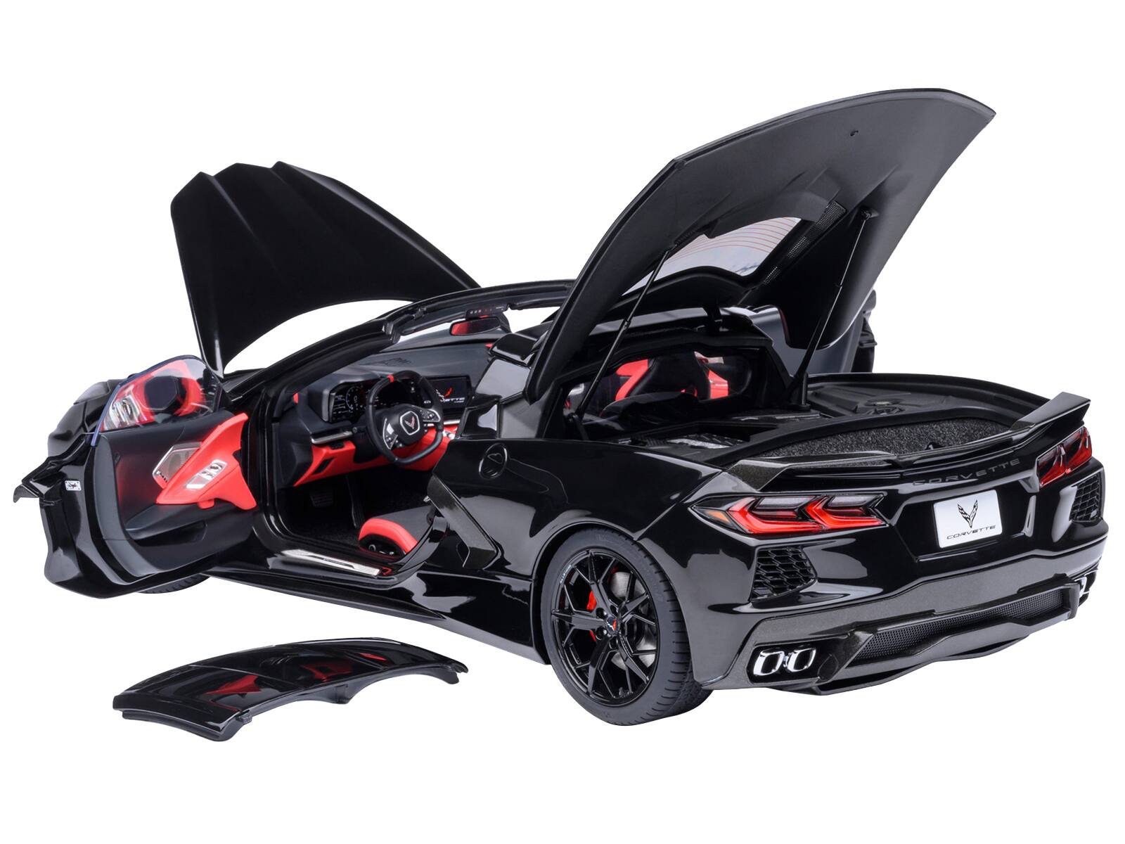 Angle. Autoart - 2020 Chevrolet Corvette C8 Stingray Black 1/18 Model Car by Autoart - Black.