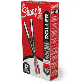 Sharpie - Rollerball Pen, Needle Point Precision Pen, Dozen - Red Ink