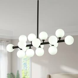 RYHNUYNE - 16-Light Sputnik Chandelier 37.4 Inch Mid-Century Modern Pendant Light with Opaline Glass Adjustable Height