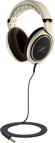 Sennheiser HD 599 Over-the-Ear Headphones in Brown/Ivory/Matte Metallic  With Cleaning kit Bolt Axtion Bundle Used 