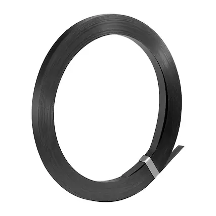 Front. VEVOR - Steel Strapping Coil, 3/4 in x 0.02 in x 300 ft, Metal Strapping Banding Roll Withstands Harsh Environment - Black.