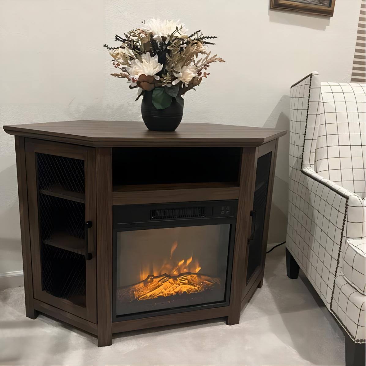 Back. Ihomeadore - 45" Media Console TV Stand For TVs Up To 50" With Fireplace Included - Brown.