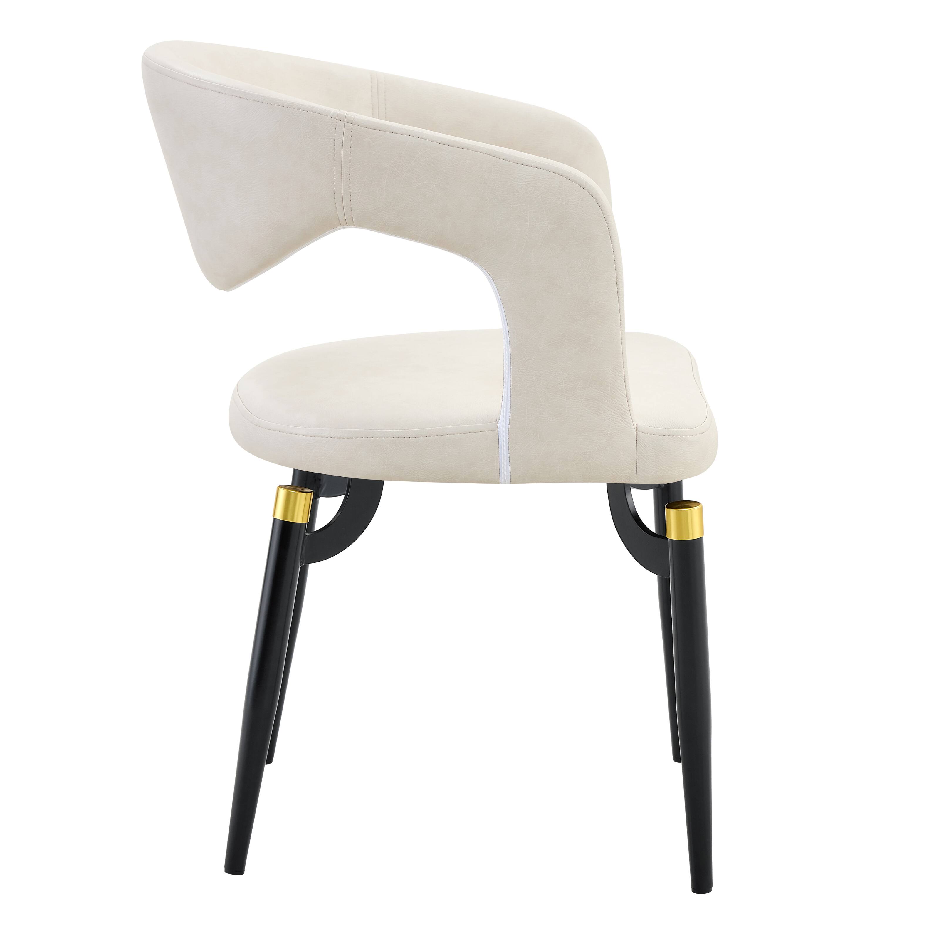Alt View 4. LeisureMod - Entice 4-PCS Modern Upholstered Leather Kitchen & Dining Chair with Floor Glides - Cream.