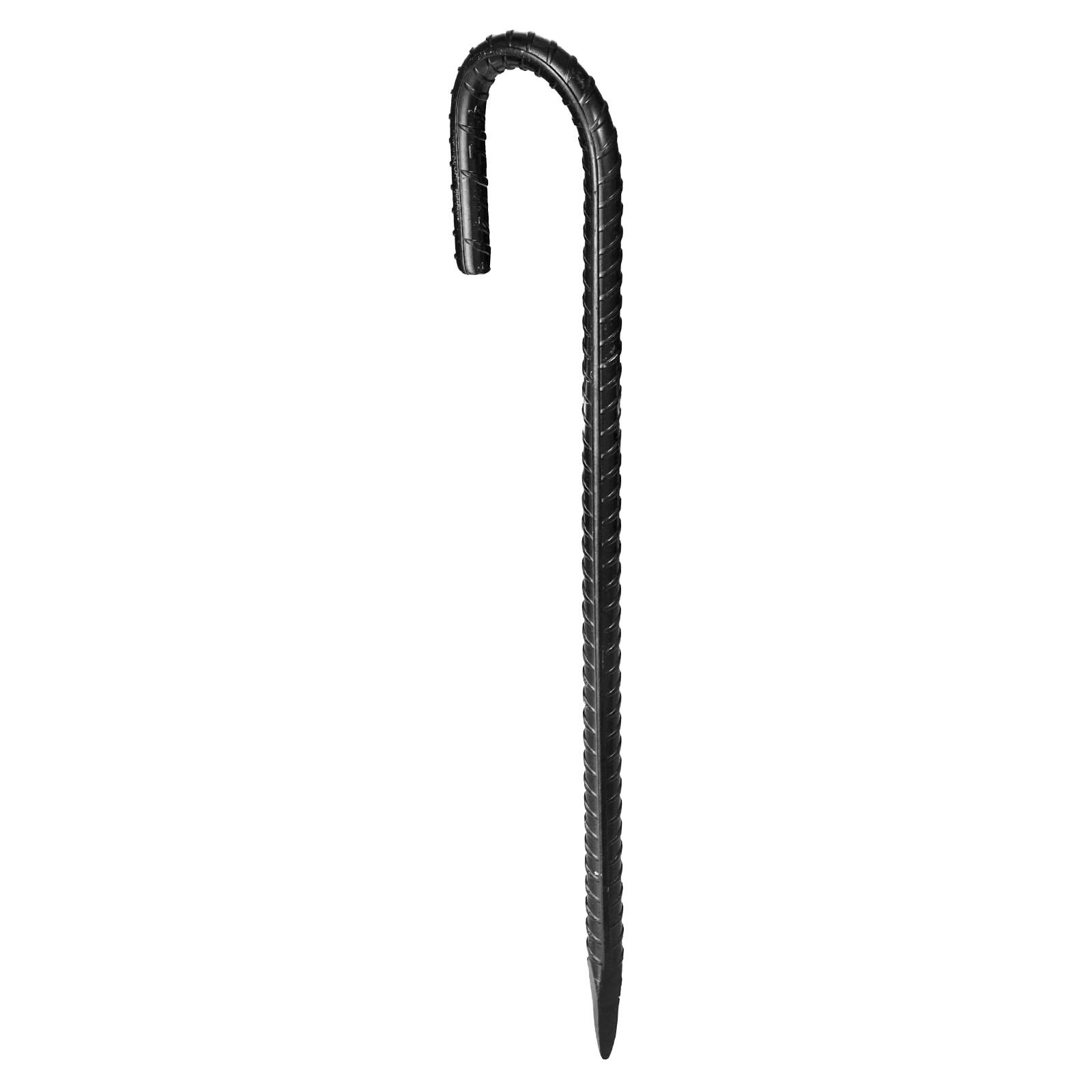 Alt View 5. VEVOR - Rebar Stakes, 12-Inch, Heavy-Duty 0.4 in Diameter J Hook, Galvanized Steel Ground Anchors with Chisel Point End - Black.